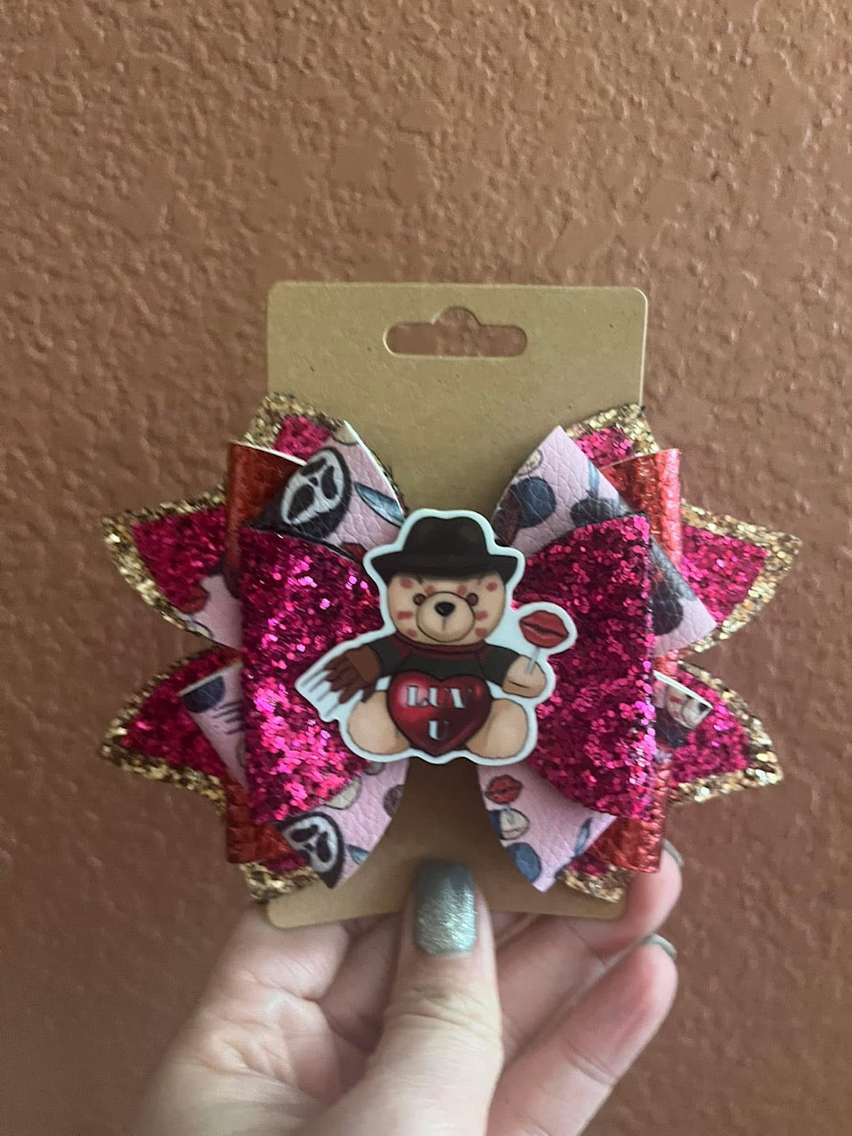 Valentines Freddy Bear Bow