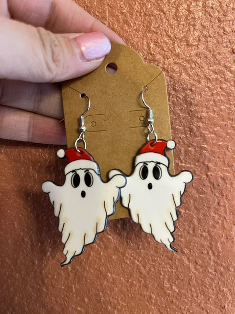 Santa Hat Ghost Earrings