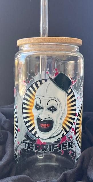 Art The Clown Glass Can Cup