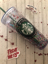 Load image into Gallery viewer, Jason voorhees from Friday the 13th starbucks venti snow globe cup
